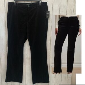 NWT Lauren Ralph Lauren 16W High Rise Black Velvet Cotton Stretch Trouser Pants